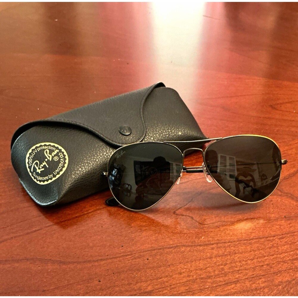 Ray-Ban RB3025 Aviator Gunmetal Sunglasses NEW OEM G-15 Lenses w/ Case 23